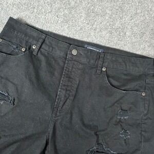Aeropostale Womens Athletic Cut Off‎ Denim Shorts Black Distressed Size 36